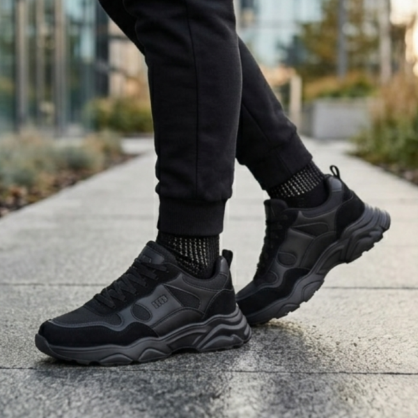 Men Black Breathable Lightweight Casual Sneakers